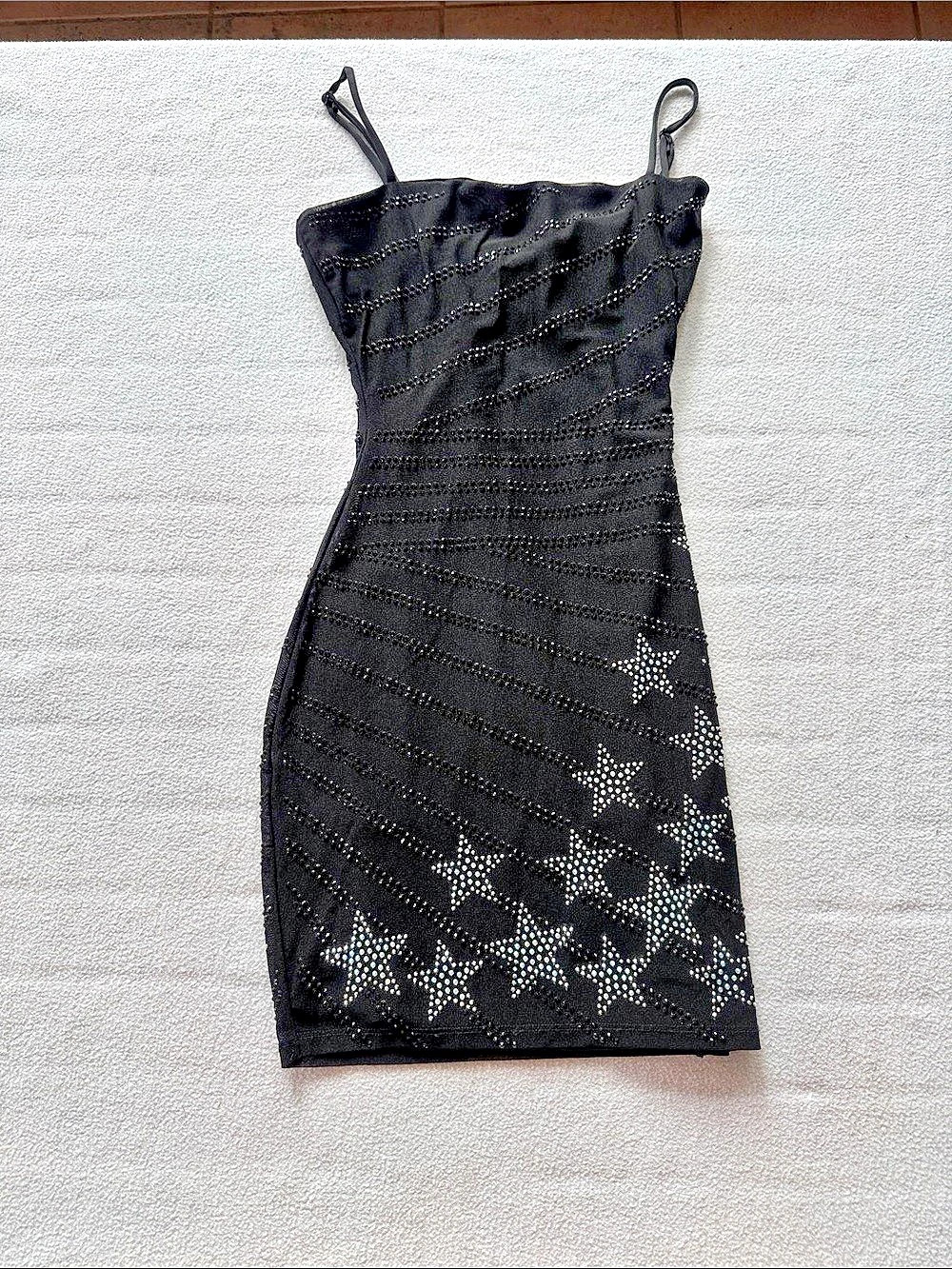 Windsor Starstruck Shine Rhinestone Mini Dress Black & Silver
